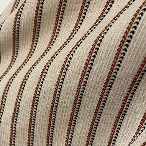 Franchescas Elbow length beige stripe auburn blouse Tan Size XS