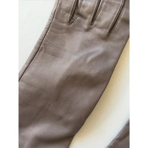 Vintage VTG Lord & Taylor Brown Taupe Silk Lined Leather Gloves Womens 7.5