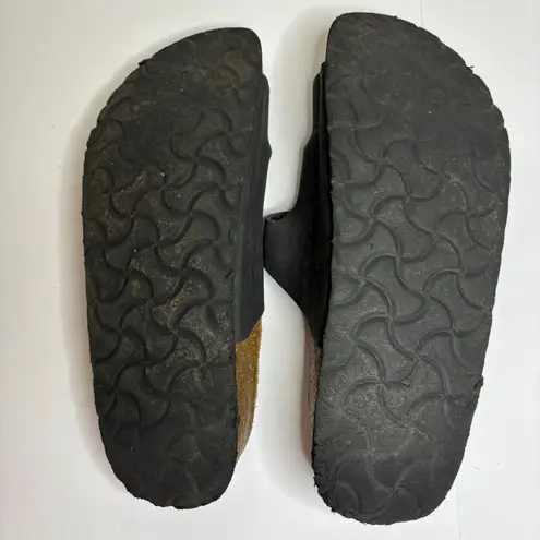 Betula Black Leather Triple Strap Cork Footbed Sandals Women's Size 39 5.5