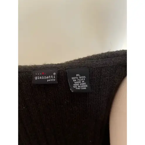 Vintage Giannetti Wool Zip Hoodie Petite Large Green Ribbed Knit Sweater Jacket Size undefined