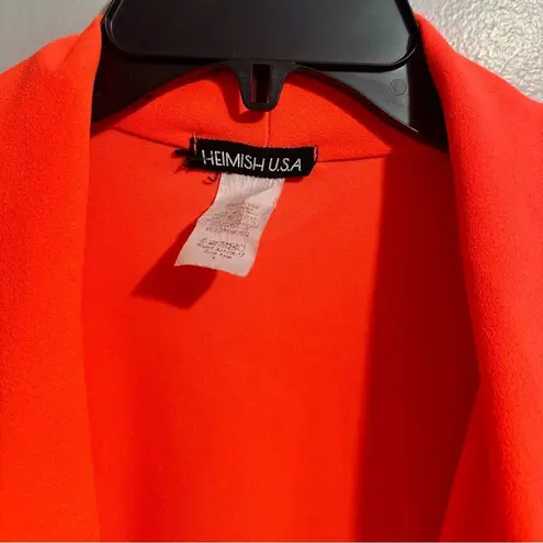 HEIMISH USA Orange Blazer with Shawl Collar and Relaxed Fit (1025) Size L
