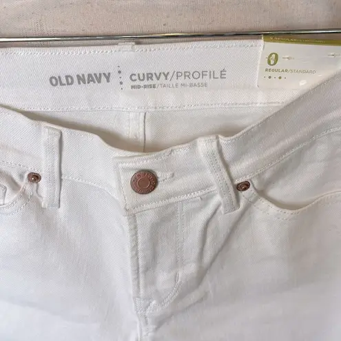 Old Navy  White Denim Jeans Curvy Profile Straight Mid Rise