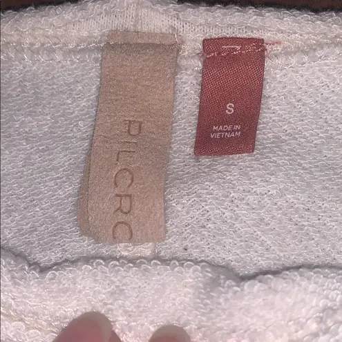 Pilcro Pleated Oatmeal Heathered Cream Raw Edge Long Sleeve Sweatshirt S