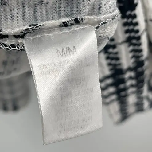 LORD & TAYLOR Design Lab Dress Medium Plaid Checks B&W Mock Neck Fit & Flare Black