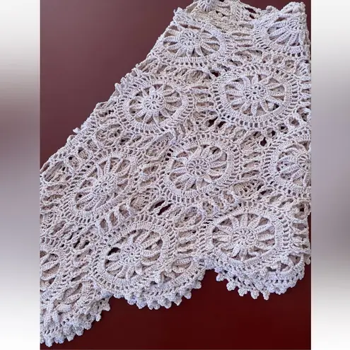 Womens Beige Crochet Poncho Cape Boho Hippie Festival Coachella fairycore osfm Size undefined