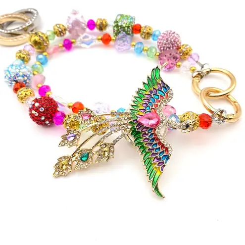Handmade 🐦🔥Luxury Bag/Phone Chain Charm/Keychain Colorful Rhinestone PHOENIX Crystals