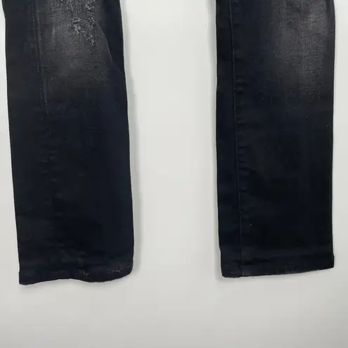 Philipp Plein Women's Black Texas Rock Distressed Straight Cut Jeans Size 26