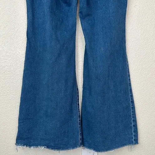 We The Free Free People  CRVY Blue Denim High Rise Flare Jeans