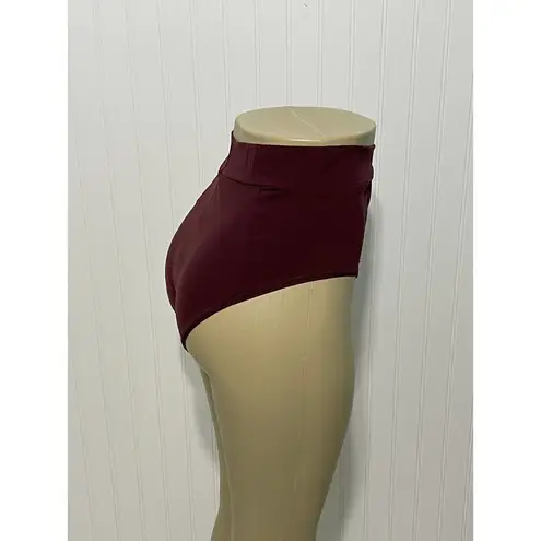 Vitamin A Womens Elena High Waisted Bikini Bottom Bathing Suit Swim Burgundy 14