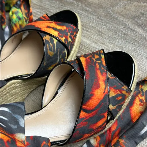 Impo Orabelle “Oprah” Colorful Ankle Wrap Espadrille Wedge Sandals Size 8