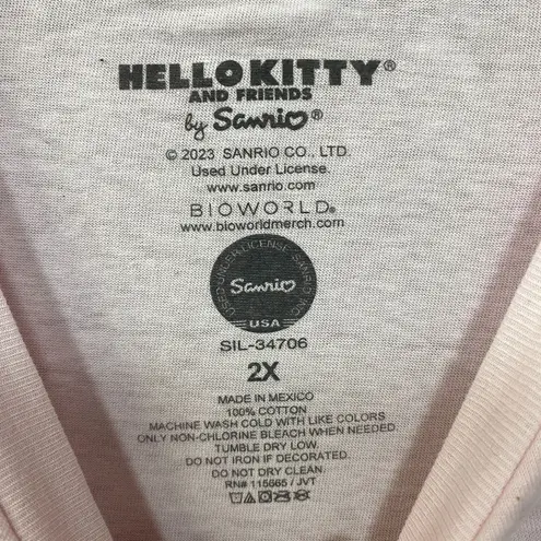 Sanrio Hello Kitty and Friends Group Graphic Glitter Pink T-Shirt 2XL
