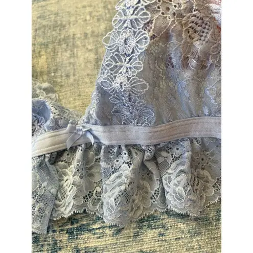 Oh La La Cherie Paris Blue Floral Lace Bralette XL Blue Size L