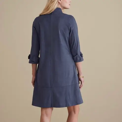 Soft Surroundings New Navy Sea Blue Rani Faux Suede Dress Size Medium