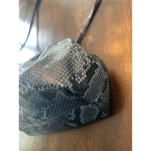 Snakeskin Print Shoulder Bag Purse Bottega Inspired Clutch Style Faux Leather