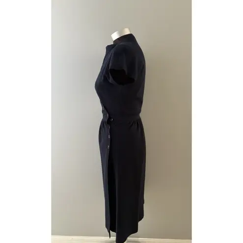 Vintage Adele Simpson Wrap Dress Size 6 Navy Blue Heritage Quiet Luxury Bergdorf