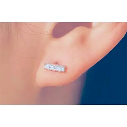 Boutique Sparkling Diamond Bar Stud Earrings | 14k White Gold over Sterling Silver