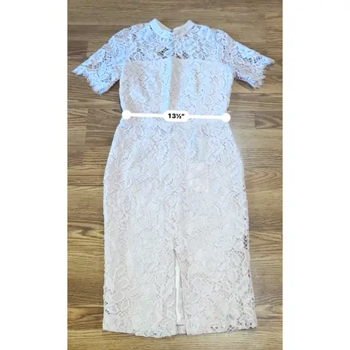 Alexis Pink Rose Blush guipure Ardella High Neck bodycon Midi Dress Size M