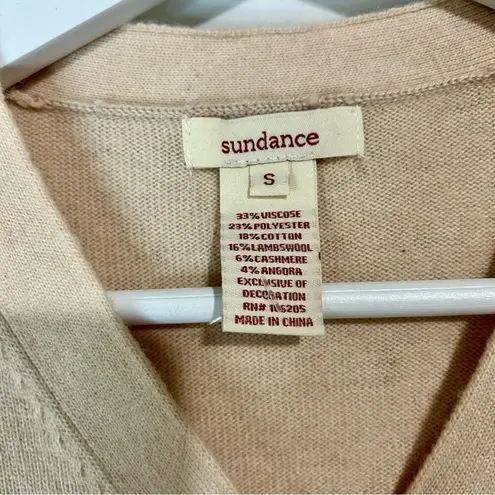 Sundance Women’s 3/4 Sleeve Beaded Embellished Cardigan Sweater Tan Small EUC