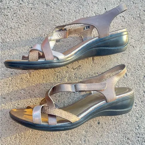 Ecco Felicia gold strappy sandal with Velcro strap 40