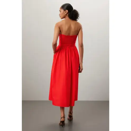 TOCCIN x RTR Red Sweetheart Neckline Strapless Flowy Skirt Midi Dress Size 14