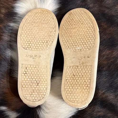 J/SLIDES Lacee Metallic Pony Sneaker Silver Size 6