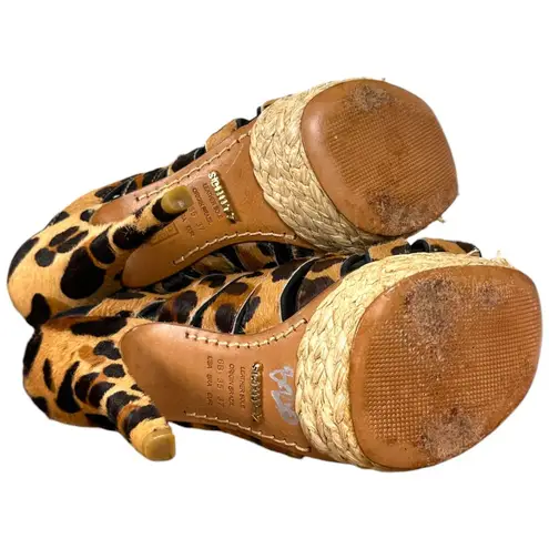Schutz Ashley Animal Print Calf Hair Stiletto Espadrille Heels Women's 6 B
