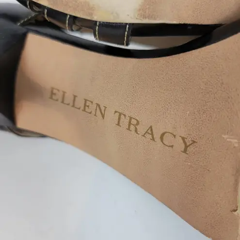 Ellen Tracy Ventura Womens Shoes Size 8 Black Leather Peep Toe Strappy Heels