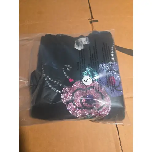 Vintage Havana Diversity Angora Sequin Sweater, Beaded Floral Knit Women's Petite Small Sweater