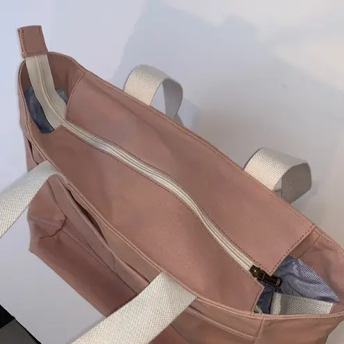 Bridling Light Pink Cotton Canvas Tote Bag Lots of Pockets