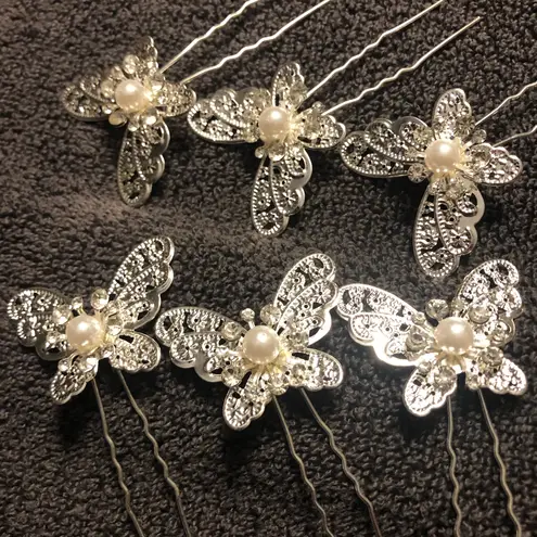 Set of 6 Silver Bridal Hair Pins