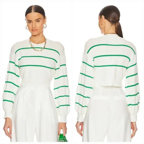 superdown  Sophia Stripe Sweater in White & Green