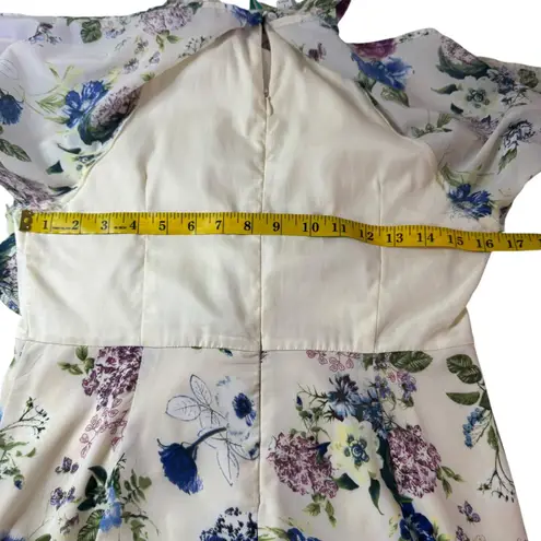 2Bella Floral Print Halter Maxi Dress Size M – High Low Overlay Skirt Blue Size M