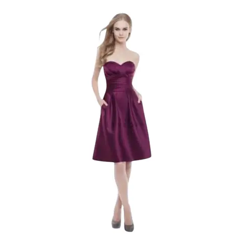 Bill Levkoff Strapless Purple Satin Pleated Cocktail Dress Sz 10 Lined in GUC