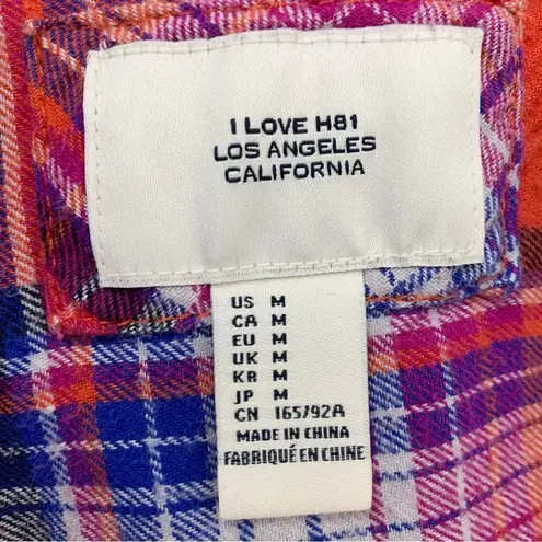 I Love H81 Los Angeles Women’s Flannel Long Sleeves Button Down Shirt