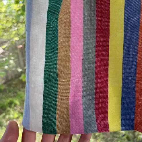 J.Crew Women's Rainbow Striped Pull On Mini Skirt Linen Blend Size 2. NEW