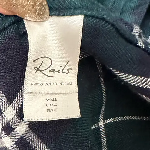 Rails BIANCA BUTTON DOWN GREEN BLUE PLAID TUNIC FLANNEL SHIRT-DRESS S