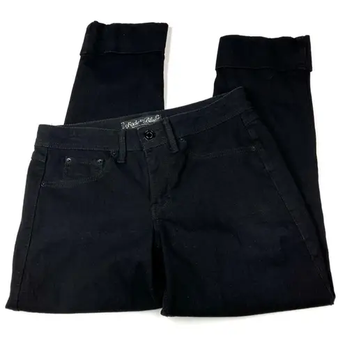 Fade to Blue Black Skinny Straight Leg Rolled Cuff Jeans Womens 10