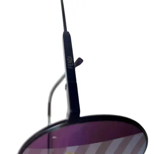 Fendi NEW  Womens Round Sunglasses Violet 53mm Illusion Stripes Metal Full Rim