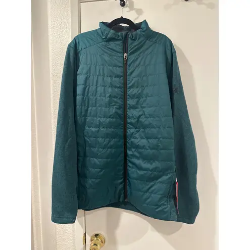 Spyder Quilted Hybrid Jacket Teal Green Full Zip Fleece Sleeves Mens XL