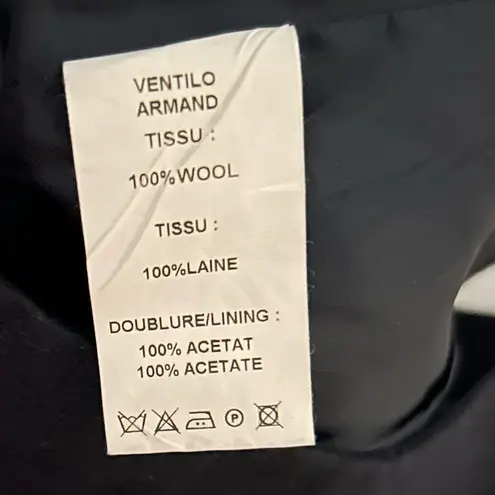 Armand Ventilo Black 100% Wool Lined High Rise Cuffed Pants Size 10