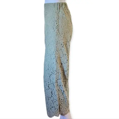 Isaac Mizrahi Sage Wide Leg Knit Pants Lace Cropped Pants Size XXSP