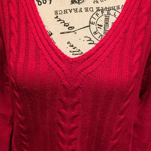 CHAPS NWT  sz L vneck sweater red - Image 3