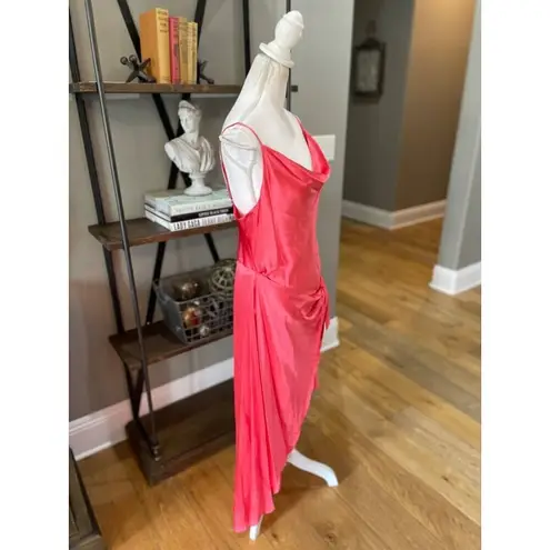 L'Agence Rose Silk Sarong Wrap Skirt Midi Dress Coral Rose Womens Size 8