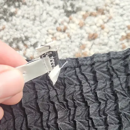 Vintage NICOLA Textured Popcorn Crinkle Pleated Tank Black Medium