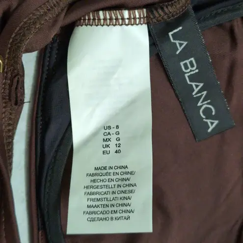 La Blanca Java (Brown) Island Goddess Underwire Twist Front Bra Top Size 8 New