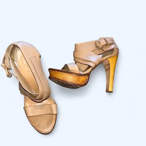 L.A.M.B. Gwen Stefani “Anika” Nude Leather Platform Heels – Size 10
