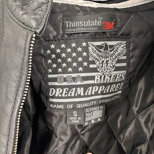 USA Bikers Dream Apparel Live to Ride Motorcycle Jacket thinsulate lined small Black
