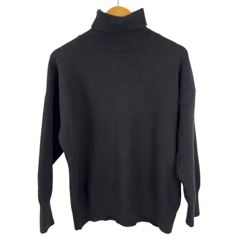Femme Society Turtleneck Black Sweater Size Medium Minimalist Neutral Roll Neck