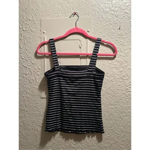 Aero Seriously Soft Square Neck Tank Black & White Striped Woman’s Size Medium