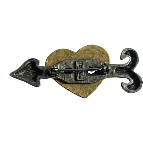 Arizona Jeans The Original Arizona Jean Company Brooch Pin Vintage Floral Heart Gold Tone